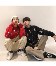 Load image into Gallery viewer, New fluffy red Christmas sweater with round collar and thick knitted sweater for the winter