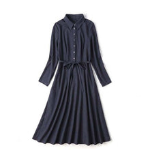 Load image into Gallery viewer, Flying ROC 2019 new design  black dress office women autumn christmas dress women long sleeve gray knee length women dresses