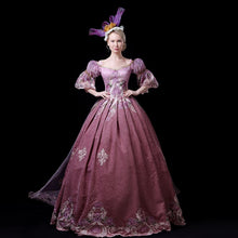 Load image into Gallery viewer, Customized 2018 Autumn Winter Dark Pink Women Christmas Party Dress Medieval Flowers Embroidery Marie Antoinette Ball Gowns