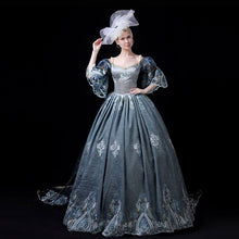 Load image into Gallery viewer, Customized 2018 Autumn Winter Dark Pink Women Christmas Party Dress Medieval Flowers Embroidery Marie Antoinette Ball Gowns