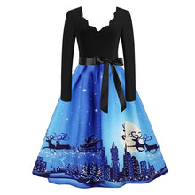 Load image into Gallery viewer, Printed Santa Claus Dress long Sleeve Christmas Women's dress Musical Notes Vintage Flare dresses Vestidos Sukienki Damskie #ZC