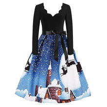 Load image into Gallery viewer, Printed Santa Claus Dress long Sleeve Christmas Women's dress Musical Notes Vintage Flare dresses Vestidos Sukienki Damskie #ZC