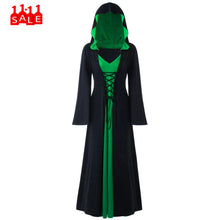 Load image into Gallery viewer, Halloween Christmas Women's dress Plus Size Hooded Lace Up Patchwork Long Sleeve Long Dress Vestido Longo Robe Longue Femme #ZC