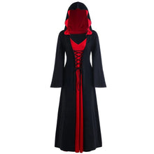 Load image into Gallery viewer, Halloween Christmas Women's dress Plus Size Hooded Lace Up Patchwork Long Sleeve Long Dress Vestido Longo Robe Longue Femme #ZC