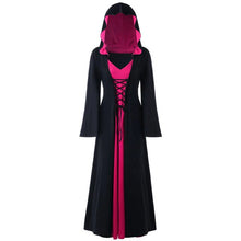 Load image into Gallery viewer, Halloween Christmas Women's dress Plus Size Hooded Lace Up Patchwork Long Sleeve Long Dress Vestido Longo Robe Longue Femme #ZC