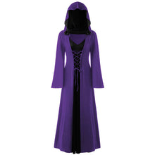 Load image into Gallery viewer, Halloween Christmas Women's dress Plus Size Hooded Lace Up Patchwork Long Sleeve Long Dress Vestido Longo Robe Longue Femme #ZC