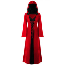 Load image into Gallery viewer, Halloween Christmas Women's dress Plus Size Hooded Lace Up Patchwork Long Sleeve Long Dress Vestido Longo Robe Longue Femme #ZC
