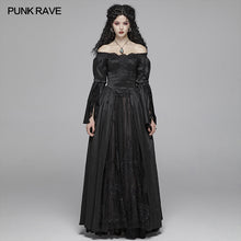 Load image into Gallery viewer, PUNK RAVE Women's Goth Victorian Off Shoulder Floral Lace Maxi Gown Gothic Gorgeous One Word Collar Dresses Christmas Dress