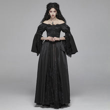 Load image into Gallery viewer, PUNK RAVE Women's Goth Victorian Off Shoulder Floral Lace Maxi Gown Gothic Gorgeous One Word Collar Dresses Christmas Dress