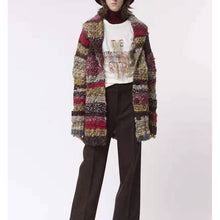 Load image into Gallery viewer, Cosmicchic 2019 Women Winter Warm Wool Cardigan Knitted Oversize Christmas Sweater Coat Stripe Thick Belt Knitting Jacket
