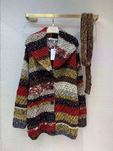 Load image into Gallery viewer, Cosmicchic 2019 Women Winter Warm Wool Cardigan Knitted Oversize Christmas Sweater Coat Stripe Thick Belt Knitting Jacket