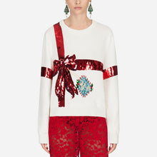 Load image into Gallery viewer, 2019 Autumn Winter Embroidery Christmas Sweater For Women Long Sleeve Sequined Knitted Pullovers Sweaters X236