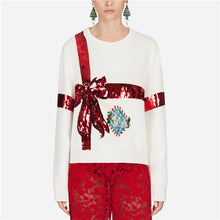 Load image into Gallery viewer, 2019 Autumn Winter Embroidery Christmas Sweater For Women Long Sleeve Sequined Knitted Pullovers Sweaters X236