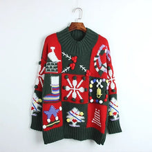 Load image into Gallery viewer, Christmas Sweater Women pullovers 2018 Vintage Hand 3D Cartoon Snow Geometric Female Autumn Winter Loose Casual Sweaters Tops