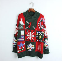 Load image into Gallery viewer, Christmas Sweater Women pullovers 2018 Vintage Hand 3D Cartoon Snow Geometric Female Autumn Winter Loose Casual Sweaters Tops