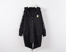 Load image into Gallery viewer, 2019 Winter Women Long Cardigans Coat Cartoon Embroidery Hooded Women Jacket Coats Sweater Women Poncho Christmas Sweater