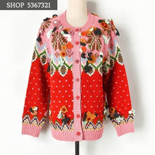 Load image into Gallery viewer, Hand Knitted Embroidery Florals Cardigans 2019 Autumn Winter Crocheted Christmas Sweaters High Street Jumper Runway Clothing