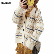 Load image into Gallery viewer, 2019 Christmas Sweater Women Autumn And Winter New Loose Korean Students Retro V-neck Knit Jacket Wild Harajuku Style Coat SY087