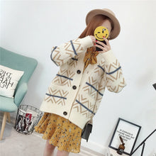Load image into Gallery viewer, 2019 Christmas Sweater Women Autumn And Winter New Loose Korean Students Retro V-neck Knit Jacket Wild Harajuku Style Coat SY087
