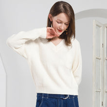 Load image into Gallery viewer, New Winter Knitted Pullover Women 2019 Autumn V Neck Long Sleeve 100% Cashmere Sweater Jumpers Women Pocket Christmas Sweaters