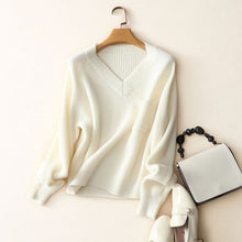 Load image into Gallery viewer, New Winter Knitted Pullover Women 2019 Autumn V Neck Long Sleeve 100% Cashmere Sweater Jumpers Women Pocket Christmas Sweaters