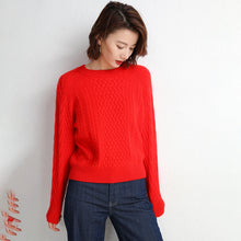 Load image into Gallery viewer, Real Cashmere Sweater Women Winter Long Sleeve Autumn Pullover Thick Jumper Oversized Cable Knit Short Christmas Sweater Autumn