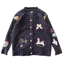 Load image into Gallery viewer, 2019 Autumn Women Cardigan Embroidery Patterns Ugly Christmas Sweater Black Long Sleeve Loose Winter Shrug Female Knit Jackets