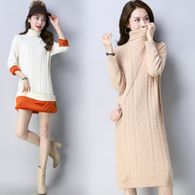 Load image into Gallery viewer, Autumn and Winter Long Turtleneck  Plush Sweater Female 2018 New Slim and Thicker Bottom Sweater Dress Ugly Christmas Sweater