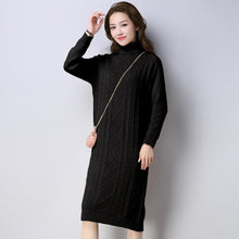 Load image into Gallery viewer, Autumn and Winter Long Turtleneck  Plush Sweater Female 2018 New Slim and Thicker Bottom Sweater Dress Ugly Christmas Sweater