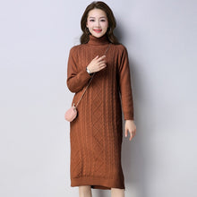 Load image into Gallery viewer, Autumn and Winter Long Turtleneck  Plush Sweater Female 2018 New Slim and Thicker Bottom Sweater Dress Ugly Christmas Sweater