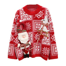 Load image into Gallery viewer, Red Christmas Sweater Women pullovers 2019 Santa Claus 3D Cartoon Snow Geometric Female Autumn Winter Loose Casual Sweaters Tops