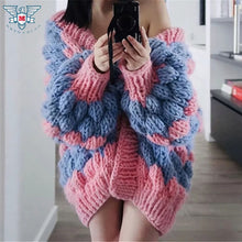 Load image into Gallery viewer, Casual Loose Cardigans Women Sweaters 2019 Autumn Knitted Coats Oversize Handmade Knitwear Overcoats Christmas Sweater Cardigans
