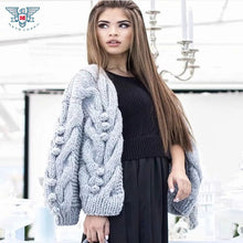 Load image into Gallery viewer, Casual Loose Cardigans Women Sweaters 2019 Autumn Knitted Coats Oversize Handmade Knitwear Overcoats Christmas Sweater Cardigans