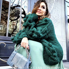Load image into Gallery viewer, Casual Loose Cardigans Women Sweaters 2019 Autumn Knitted Coats Oversize Handmade Knitwear Overcoats Christmas Sweater Cardigans