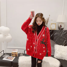 Load image into Gallery viewer, Christmas Women Sweater Women Knitted Cardigan 2019 Loose Thickened Snowflake Elk Womens Sweater Coat Warm Winter Sweater
