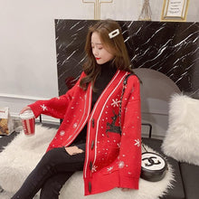 Load image into Gallery viewer, Christmas Women Sweater Women Knitted Cardigan 2019 Loose Thickened Snowflake Elk Womens Sweater Coat Warm Winter Sweater