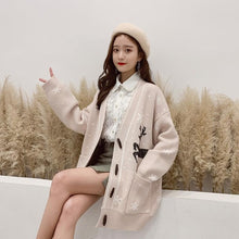 Load image into Gallery viewer, Christmas Women Sweater Women Knitted Cardigan 2019 Loose Thickened Snowflake Elk Womens Sweater Coat Warm Winter Sweater