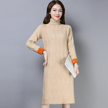 Load image into Gallery viewer, Women Winter High Street Fashion Turtleneck Plus Velvet Knitted Pullover Sweater Dress Female Plus Size Christmas Thick Sweater