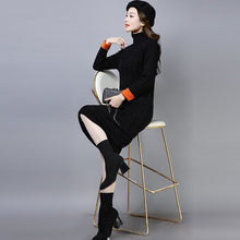 Load image into Gallery viewer, Women Winter High Street Fashion Turtleneck Plus Velvet Knitted Pullover Sweater Dress Female Plus Size Christmas Thick Sweater