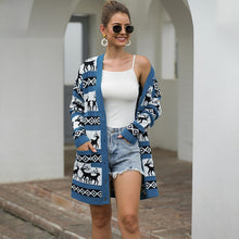Load image into Gallery viewer, Hot style Christmas deer cardigan mid-length sweater jacket