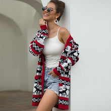 Load image into Gallery viewer, Hot style Christmas deer cardigan mid-length sweater jacket