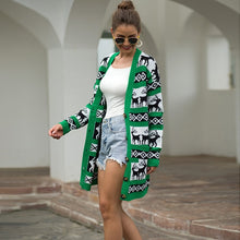 Load image into Gallery viewer, Hot style Christmas deer cardigan mid-length sweater jacket