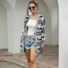 Load image into Gallery viewer, Hot style Christmas deer cardigan mid-length sweater jacket