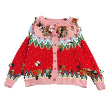 Load image into Gallery viewer, Knitted Sweaters Womens Autumn Fall Winter 2019 Christmas Cardigans Sweater Korean Red Coat Womens Sweaters