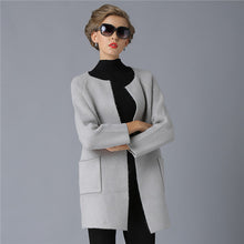 Load image into Gallery viewer, 2019 NEW Christmas Womens Knitted Cardigans Sweaters Fashion Casual O-Neck Open Stitch Thick with Pockets Woman Loose Coat 1317