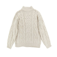 Load image into Gallery viewer, Bobon21 Princess sweet lolita sweater Christmas Girls Heart Big Pearls Decorated with Twisted Half-high-collar Sweater T1708