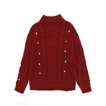 Load image into Gallery viewer, Bobon21 Princess sweet lolita sweater Christmas Girls Heart Big Pearls Decorated with Twisted Half-high-collar Sweater T1708