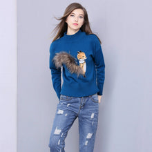 Load image into Gallery viewer, High Street Women's Sweaters Cute Animal Fur Tail Autumn Winter Christmas Pullover Female Streetwear Jumper Party Clothes Tops