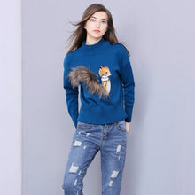 Load image into Gallery viewer, High Street Women's Sweaters Cute Animal Fur Tail Autumn Winter Christmas Pullover Female Streetwear Jumper Party Clothes Tops
