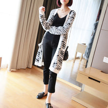 Load image into Gallery viewer, Autumn Knitted Sweater Cardigan Women Long Sleeve Red Striped Loose Christmas Outwear Fashion Casual Winter Clothes Women 2019